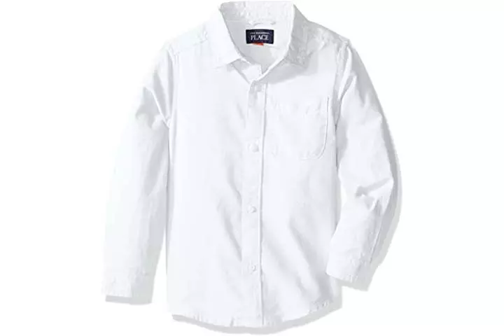 The Children's Place Baby Boys' Uniform Solid Long Sleeve Oxford Shirt