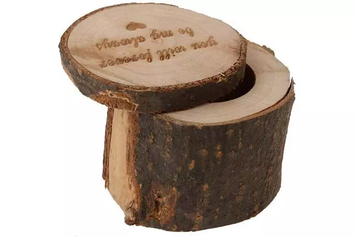 Tinksky Wooden Ring Box Rustic Wedding Ring Holder Bearer