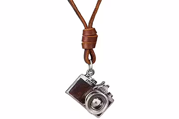 Coostuff Vintage Camera Pendant and Long Leather
