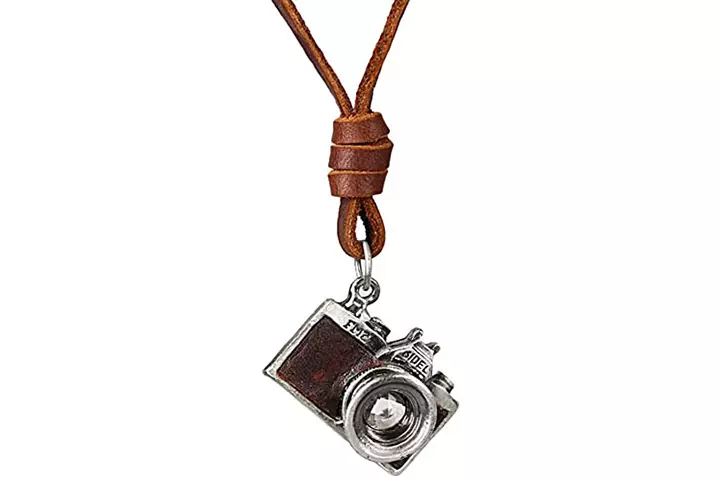 Coostuff Vintage Camera Pendant and Long Leather