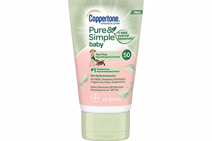 Coppertone Water Babies Sunscreen Pure & Simple Tear Free Mineral Based Lotion Broad Spectrum SPF 50