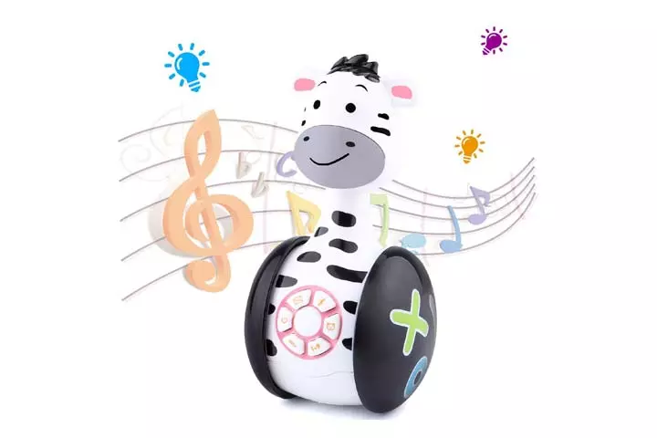 Happesters Baby Musical Interactive Zebra Tumbler Rowley Poly Toy