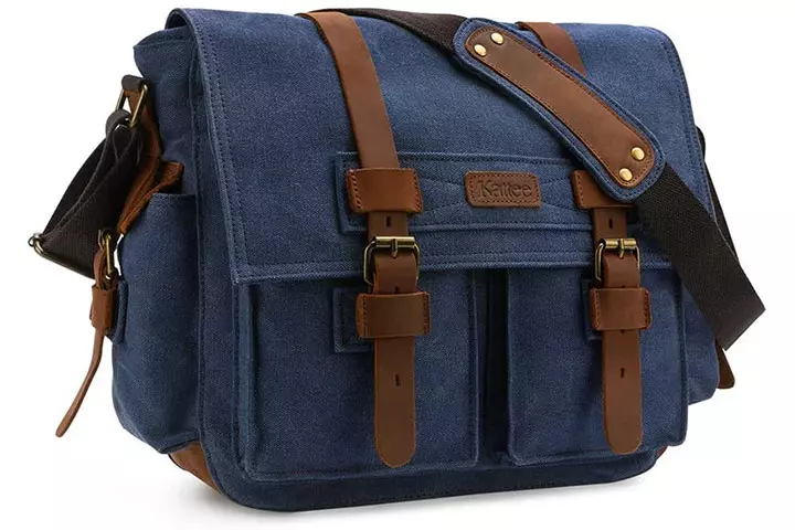 Kattee Leather Canvas Camera Shoulder Bag