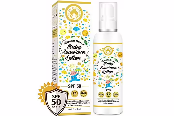 Mom & World Mineral Based Baby Sunscreen Lotion, SPF 50 PA +++
