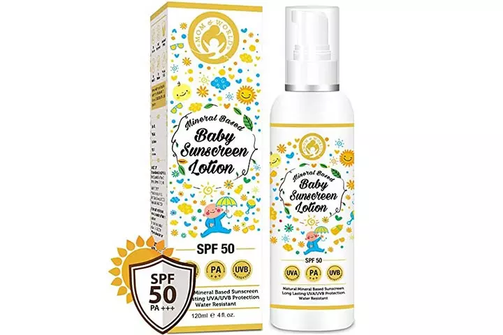  Mom & World Mineral Based Baby Sunscreen Lotion, SPF 50 PA +++