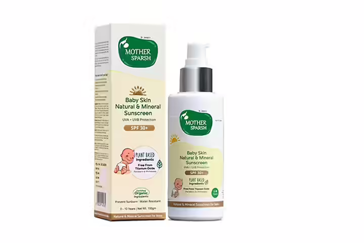 Mother Sparsh Natural Baby Sunscreen Lotion with Organic Ingredients, SPF 30+