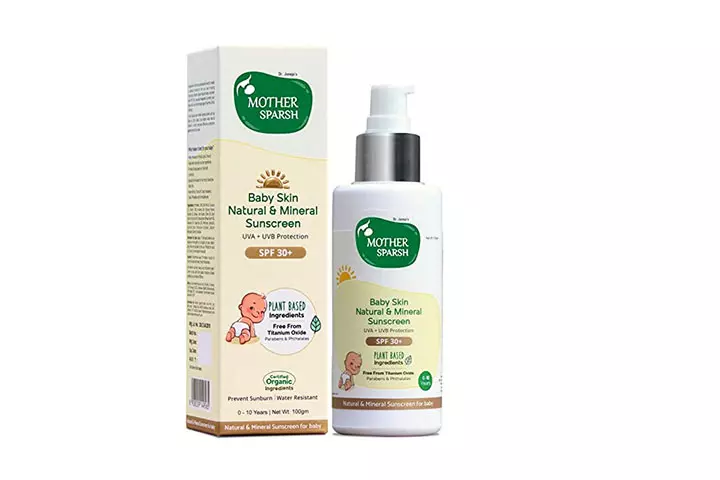 Mother Sparsh Natural Baby Sunscreen Lotion with Organic Ingredients, SPF 30+