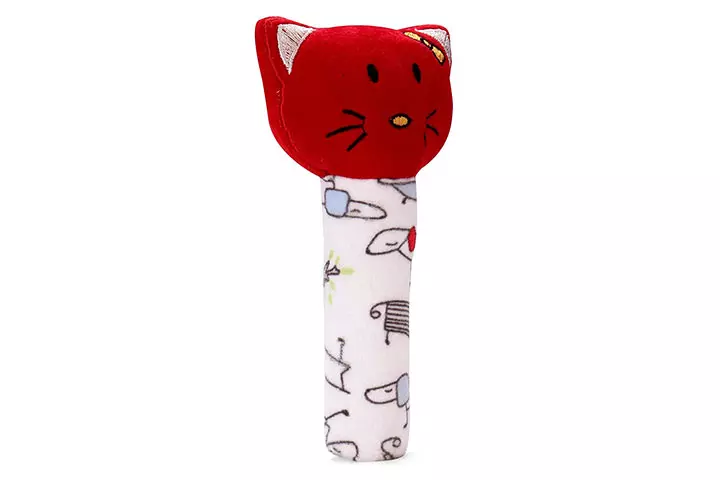 Pikipo kitty face rattle cum soft toy