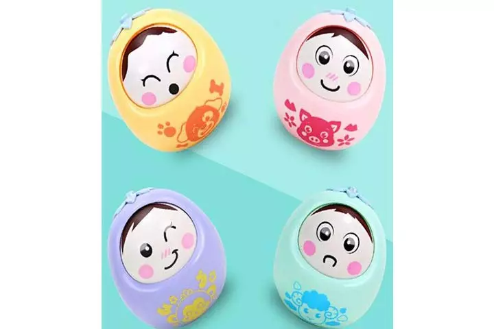 Pinnappo Push and Shake Wobbling Bell Sound Rolli Poly Tumbler Doll