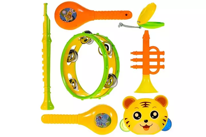 Storio 7 Musical Rattle Baby Toys Marakka Blowing Trumpets Tamborains Castanets