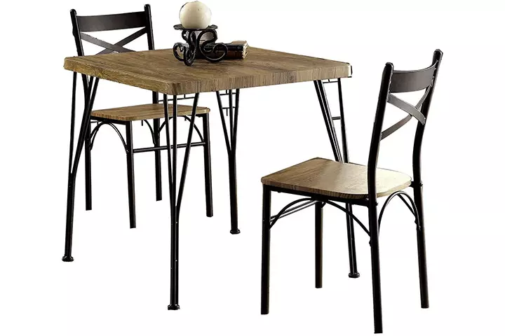 Benjara Benzara Industrial Style 3 Piece Dining