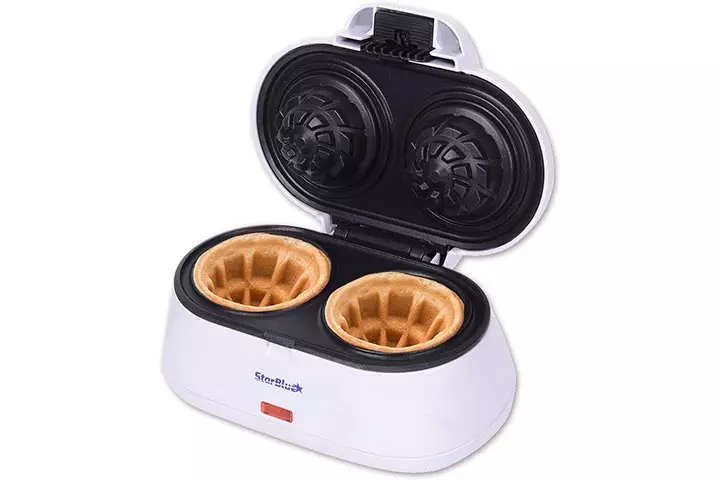 Double Waffle Bowl Maker by StarBlue - White - Make bowl shapes Belgian waffles