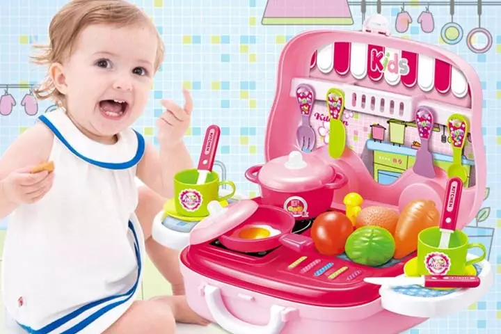 Kidzone Pretend Play Carry with Kitchen Food Play