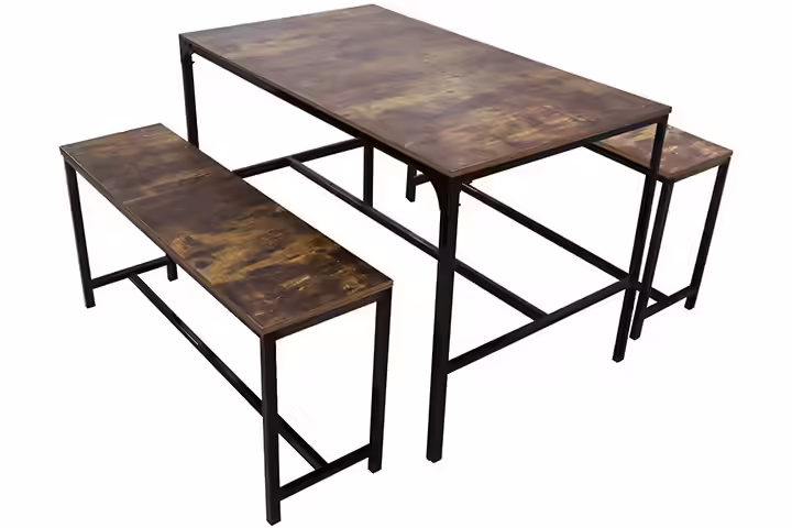 Lzayin Dining Table with Two Benches 3-Piece Dining Set