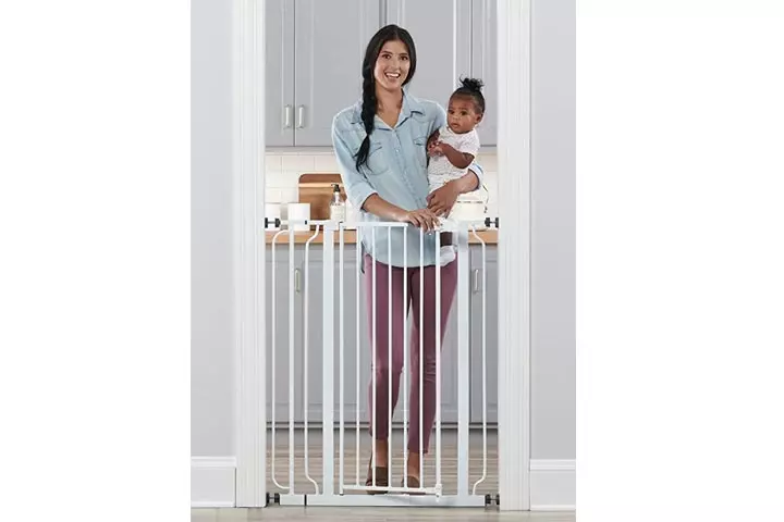 Regalo Easy Step Walk Through Baby Safety Gate Pressure Mount, White