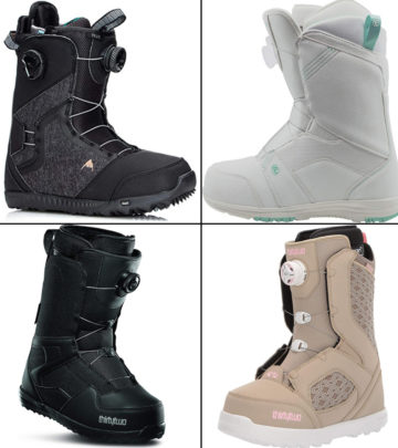 Enjoy this thrilling winter sport with these plush and sturdy snowboarding boots.