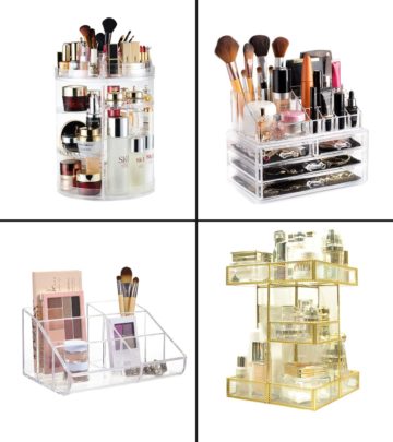 From lipsticks to foundations, a space-saving makeup organizer accommodates many things.