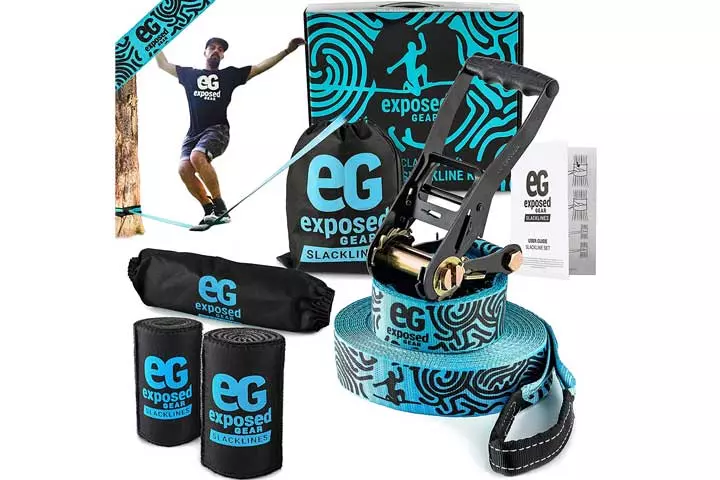 Exposed Gear Slackline Kit with Tree Protectors and Ratchet Cover