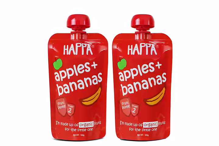Happa Organic Baby Food, Fruit Puree (Apple+Banana) Stage 2