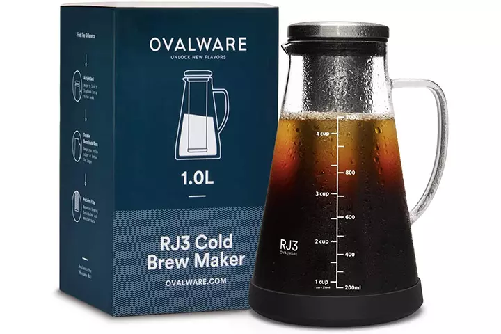 Ovalware Airtight Cold Brew Iced Coffee Maker And Tea Infuser With Spout