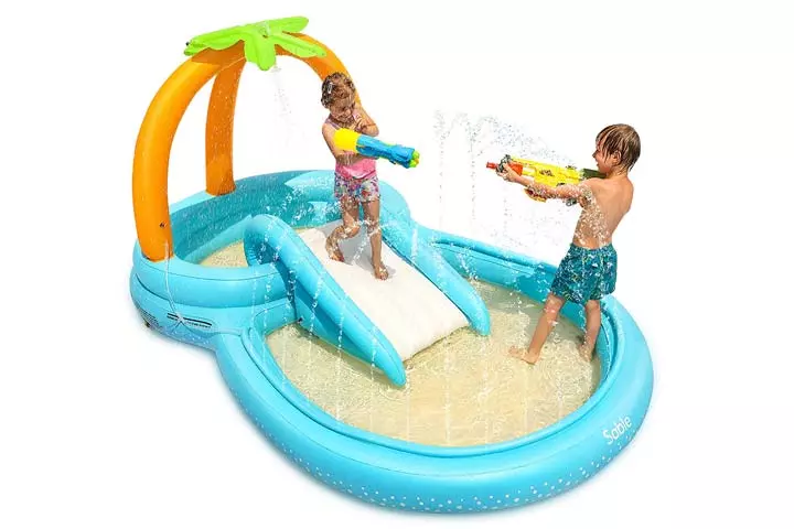 Sable Inflatable Play Center Wading Pool with Slide-1