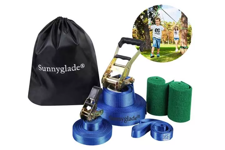 Sunnyglade 50ft Slackline Kit with Training Line