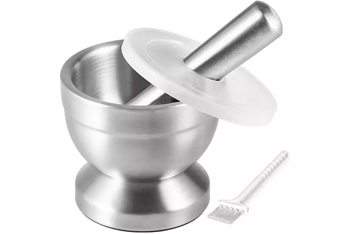 Tera 18/8 Stainless Steel Mortar and Pestle with Brush