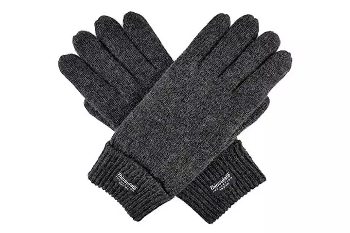 Bruceriver Mens Pure Wool Knitted Gloves