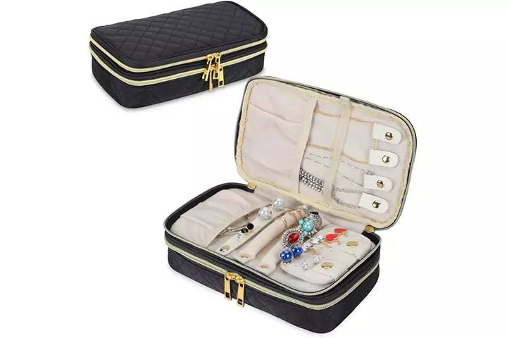 Case Elegance Vegan Leather Travel Jewelry Case