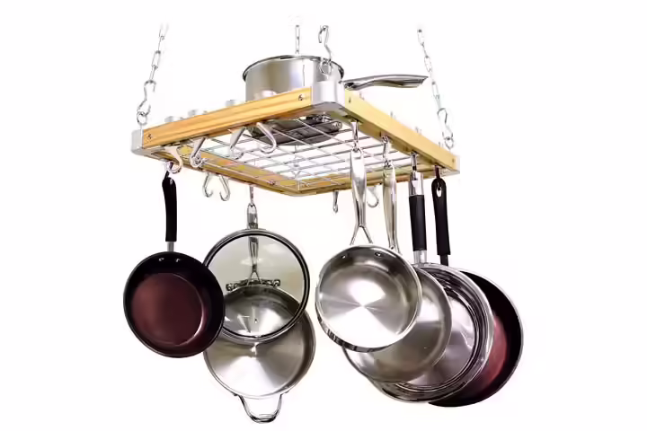 Cooks Standard Ceiling Mounted Wooden Pot Rack