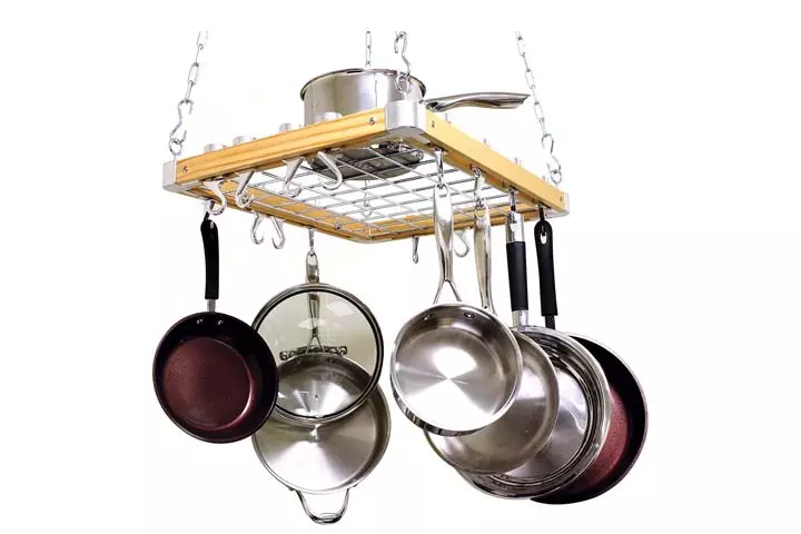 Cooks Standard Ceiling Mounted Wooden Pot Rack