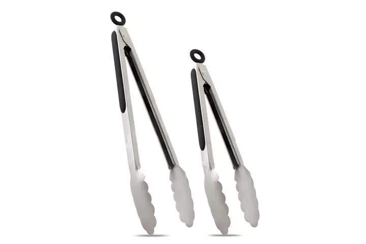 Hotec Stainless Steel Kitchen Tongs Set of 2 – 9” and 12”