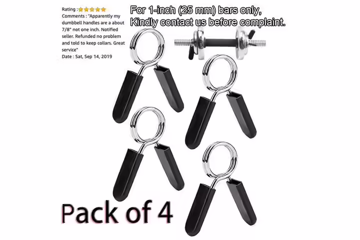 Lestino Barbell Spring Clip Collars- 1-Inch
