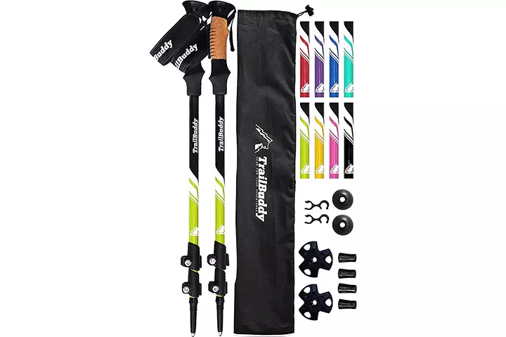 TrailBuddy Trekking Poles - 2-pc Pack Adjustable Hiking or Walking Sticks