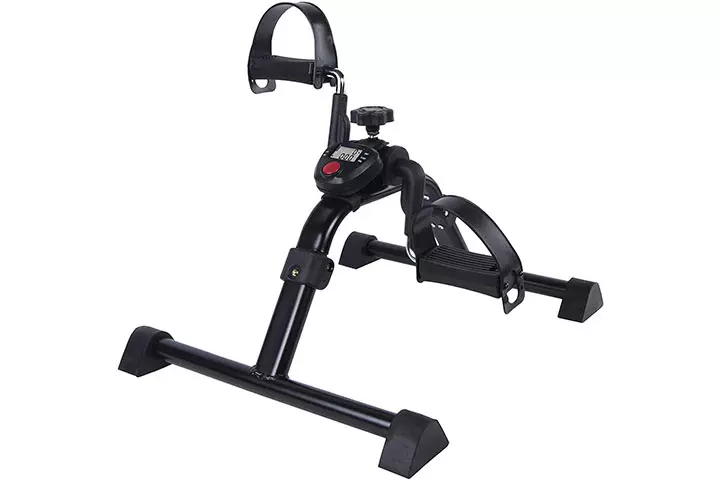 Vaunn Medical Folding Pedal Exerciser with Electronic Display for Legs and Arms Workout 