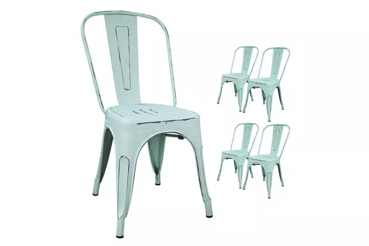 Devoko Metal Indoor-Outdoor Chairs Distressed Style Kitchen Dining Chairs