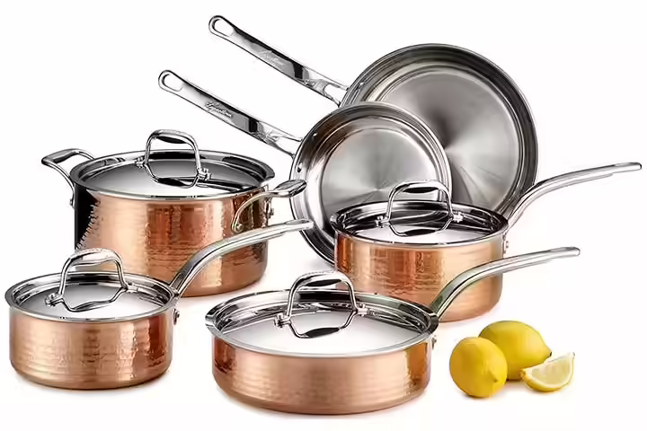 Lagostina Martellata Hammered Copper Cookware Set