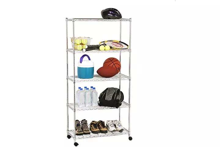 Seville Classics 5-Tier Steel Wire Shelving with Wheels