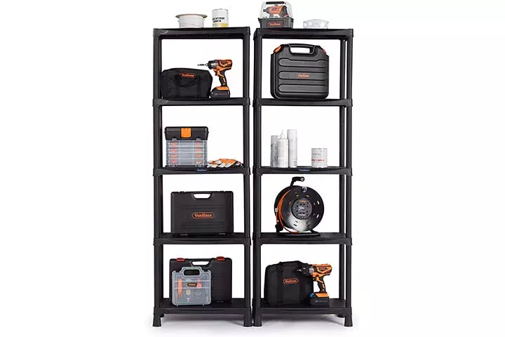 VonHaus 4 Tier Garage Shelving Unit with Wall Brackets