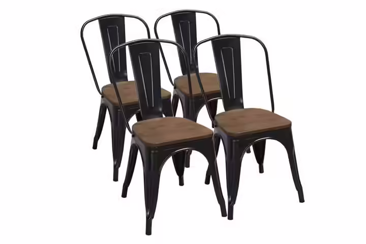 Yaheetech 18 Inch Classic Iron Metal Dining Chair With Wood Top