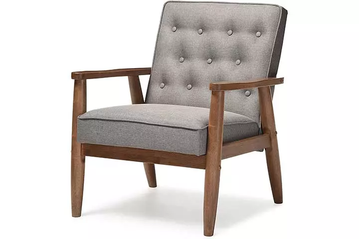 Baxton Studio Upholstered Wooden Lounge Chair 