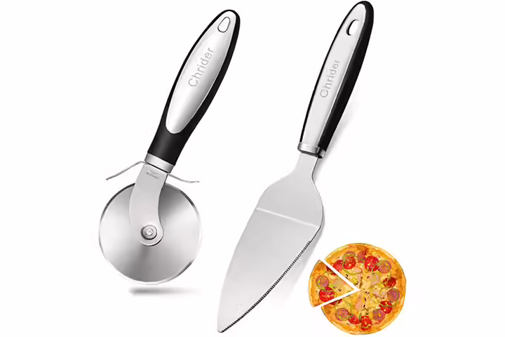 Chrider Pizza Cutter Wheel Pizza Server Set