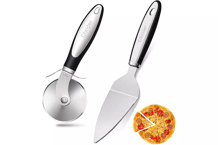 Chrider Pizza Cutter Wheel Pizza Server Set