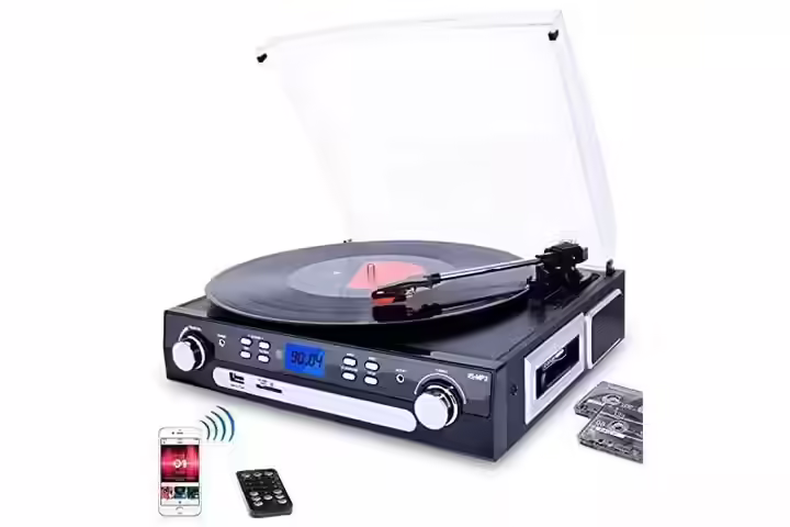 DIGITNOW Bluetooth Record Player with Stereo Speakers Turntable
