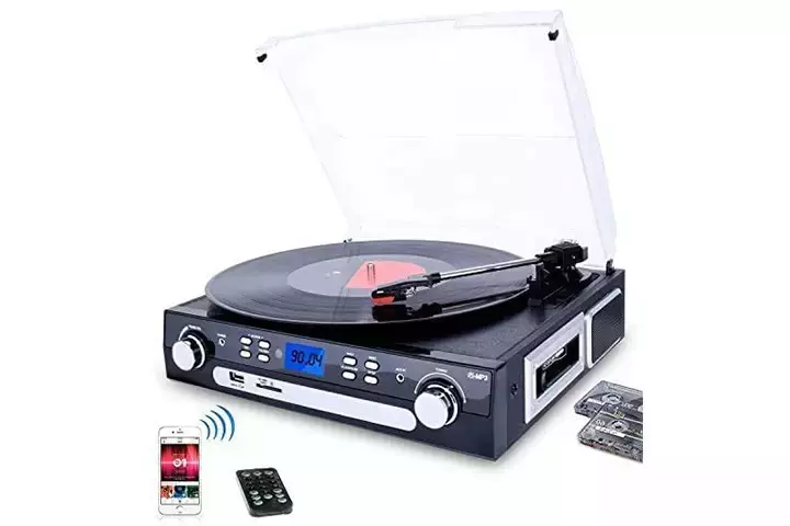 DIGITNOW Bluetooth Record Player with Stereo Speakers Turntable