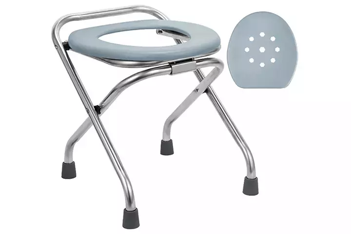 Blika 16.5in High Stainless Steel Folding Portable Toilet Seat