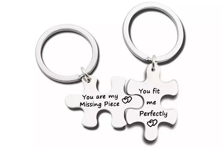 Couples Silver Keychain