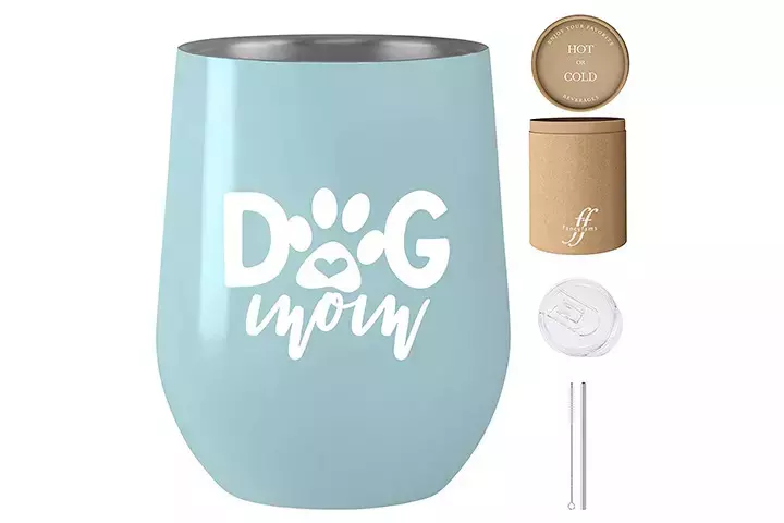 Fancyfams Dog-Mom Stainless Steel Wine Tumbler