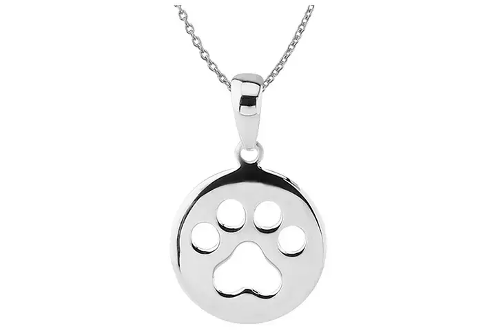 Hawaiian Silver Dog Paw Print Pendant Necklace