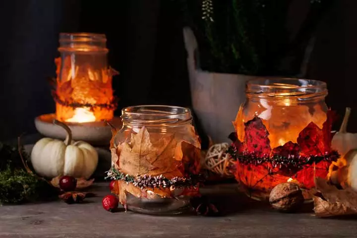 Leaf Lanterns In A Mason Jar 